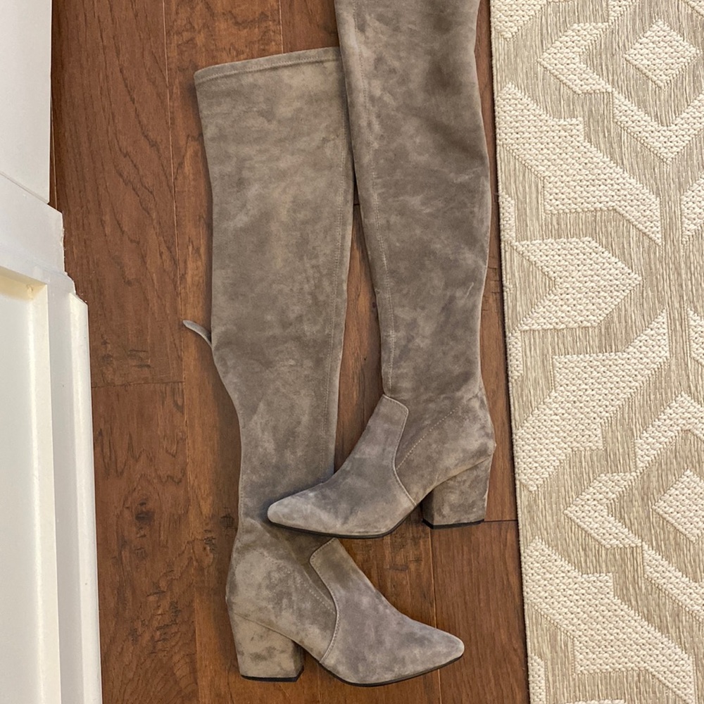 Grey suede - over the knee boots - size 7